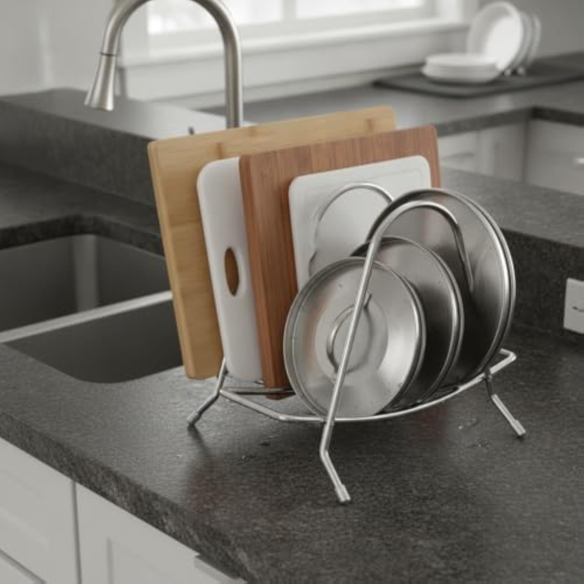 Stainless Steel Cutting Board Holder with Non-Slip Feet, 3-Pack