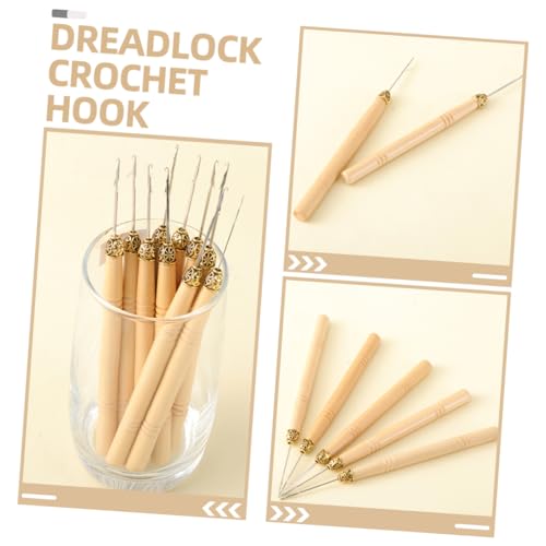 DIYEAH 8 Unidades Agulha de crochê com cabo de madeira agulhas de dreadlock de cabelo agulha de croc