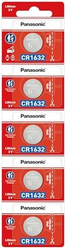 Panasonic CR-1632 Lithium Coin Battery 3v - Pack of 5 Provide Long Lasting Power in a Variety of Devices,from keyless-Entry fobs to Toys