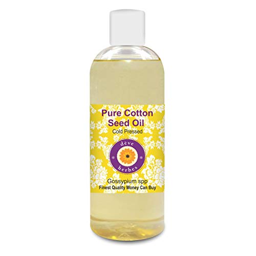 Image of Deve Herbes Pure Cotton Seed Oil (Gossypium spp) | Cold Pressed | Natural | Undiluted | For Diluting Essential Oils | For Skin & Massage | Men & Women | 200ml