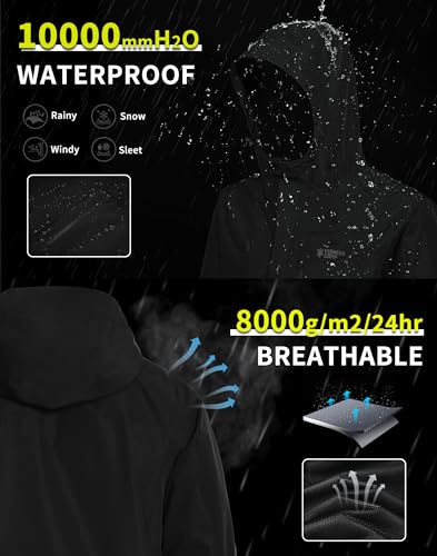 Pioneer Camp Mens Rain Jacket Waterproof Shell Jacket Hooded Lightweight Rain Coat for Outdoor Hiking 4 Pockets Windbreaker4