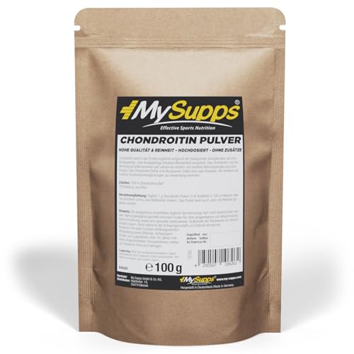 My Supps Chondroitin-Pulver 100g – 100 % reines & ultrafeines Chondroitin-Sulfat in Premiumqualität – hochdosiert & ohne Zusatzstoffe – frei von Zucker, Laktose & Farbstoffen, Made in Germany
