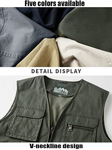 Men's Outdoor Cotton Vest Travel Photo Vest Multi Pockets Sleeveless Jacket Fishing Vest Utility Vest (As1, Alpha, M, Regular, Regular, Dark Blue 01) #TOP4