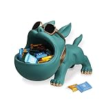 CUZOKOLA Cute French Bulldog Gifts Statue Animal Blue Turquoise Dog Candy Dish Modern Candy Bowls fo