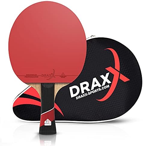 Draxx Sports Ping Pong Paddle | 5 Stars Pro Carbon Fiber & Sticky Rubber | for Advanced Players | Professional & Training - 1st Competition Table Tennis Paddle in Europe