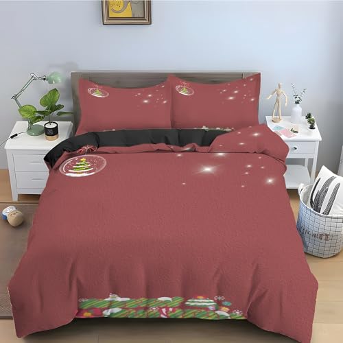 Housse de Couette 200x200 Biscuits de Noël Parure de Lit 3 Pièces