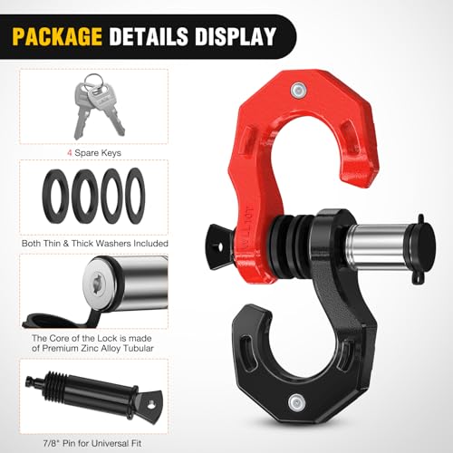 Image of Nilight 2 Pack 3 /4 inch D-Ring Separate Shackle with 7 /8 inch Lock Pin 45,000 lbs Break Strength, Off Road Recovery Shackle with Isolators Washers for Use with Tow Strap, Winch, Truck Vehicle (Black&Red)