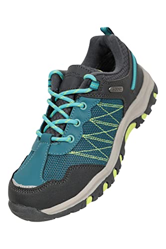 Mountain Warehouse Stampede Kids Walking Shoes - Lightweight & Waterproof Sneakers with Suede & Mesh Upper for Boys & Girls - for Spring Summer, Wet Weather Two Tone Green Kids Shoe Size 3 UK