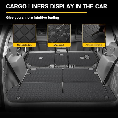 Image of Cargo Mat & Backrest Mat Fit for 2010-2023 Lexus GX460 - All Weather PU Leather Trunk Liner and 2nd & 3rd Row Rear Backrest Protector