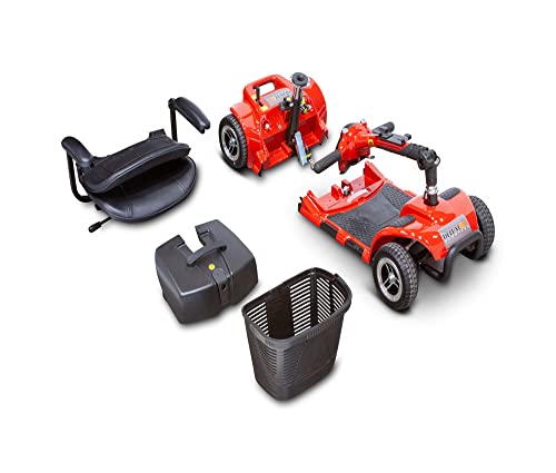 Deluxe Glow Portable Electric Mobility Scooter 4 Wheel – For Seniors And Adults Comes W/Basket Long Range Battery Pack 10 Miles On A Single Charge – Unique Front & Base Led Lighting Package (Red) #TOP2