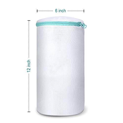 OTraki Shoes Laundry Bags Sneaker Mesh Washing Bag 2 Pack 6 x 12 inch Durable Zipper Shoe Cleaning Wash Machine Dryer Net Protector for Knitted Sock Shoe Delicates Woven Slipper Bra White