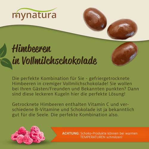 Mynatura Himbeeren in Vollmilchschokolade I Gefriergetrocknet I Raspberry I Schokolade I Vollmilch I Snack I Schokofrüchte I Im Beutel (1kg)