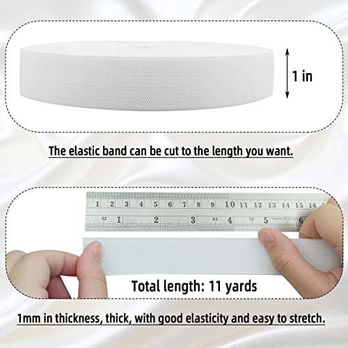 White Elastic Band Knit Sewing Stretch Elastic Spool 1 Inch Wide Elastic Bands For Sewing Heavy Stretch Strap High Elasticity Knit Flat Band For Diy Craft Elastic Cord Sewing Accessories (11 Yards) #TOP5