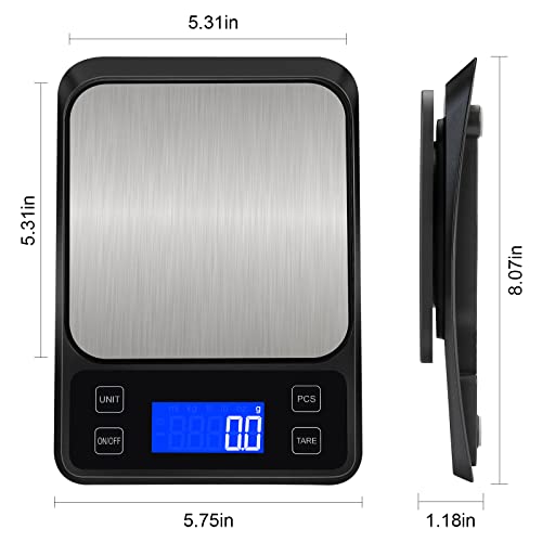 Food Gram Scale, Kitchen Scale, Digital Gram Scale, Ounce Scale, 3000G X 0.1G Accuracy For Home Kitchen, Coffee, Herbs, Jewelry, Seven Units Of Measurement, Tare Function (Built-In Battery). (Black) #TOP1