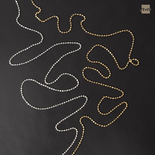 Amberta 925 Sterling Silver 1.1 mm Ball Chain Necklace for Men Women | 925 Silver Chain for Men Women | Silver Dog Tag Chain for Men | Silver Beaded Necklace for Women3