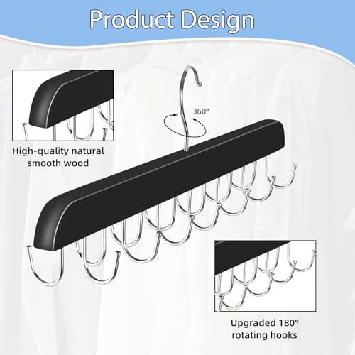 Dntorx Hat Hangers for Closet, 2 Pack Cap Organizer with 20 Hooks, Black - image 5