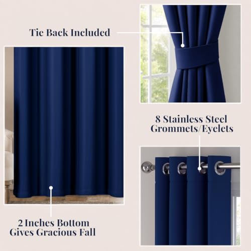 Image of HOKIPO Midnight True Blackout Curtains 7 Feet Long 1 Panel, Royal Blue