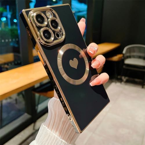 Coque de luxe carrée magnétique pour iPhone 11 ENILSA noire