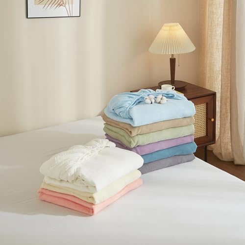 100% Muslin Cotton White Queen Fitted Sheet Only with 16" Deep Pocket by YASMENG - Used condition - Image 8