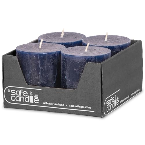 DecoLite Stumpenkerzen Rustic 4er Set 80x70 mm | Selbstverlöschend...