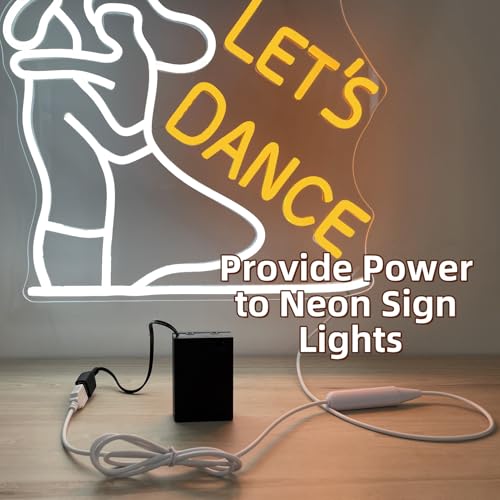 Image of Portable Battery Pack for Neon Signs - 5V LED Neon Sign Power Supply, Convert Plug-in Neon Lights to Battery-Operated (3AA, Black)