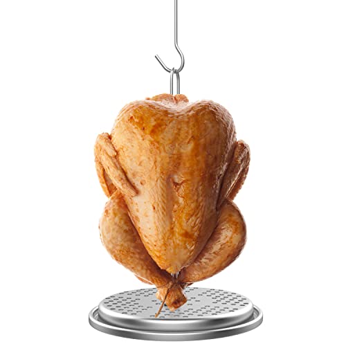 image for MOASKER Perforated Turkey Fryer Hook and Stand Set, Chicken Poultry De
