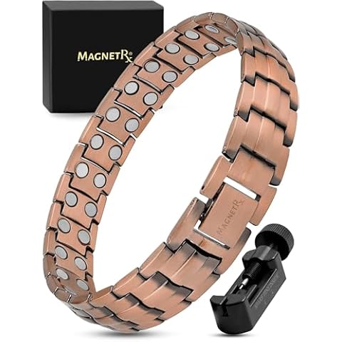 MagnetRX® Pure Copper Bracelet for Men – Effective Ultra Strength Magnetic Copper Bracelets – Adjustable Bracelet Length with Included Sizing Tool (Classic Style) Cover