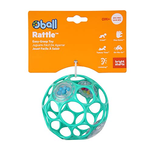 Bright Starts Oball Rattle Easy-Grasp Toy, Teal - 4", Ages Newborn Plus, 1 Count (Pack Of 1) #TOP2