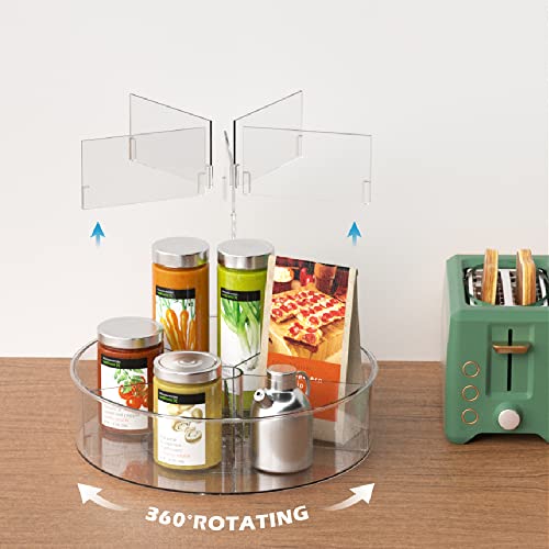 Plastic Round Lazy Susan Rotating Turntable Food Storage Container For Cabinet, Pantry, Refrigerator, Countertop, Spinning Organizer For Spices, Condiments, Baking Supplies 11.5'' 2 Packs #TOP4