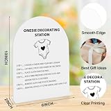 Onesie Decorating Station Sign Onesie Station Baby Shower Game Decoration Shower Reception Event Party Table Desk Acrylic Decor 8x10 Inch