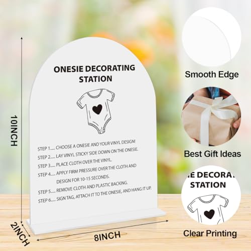 Onesie Decorating Station Sign Onesie Station Baby Shower Game Decoration Shower Reception Event Party Table Desk Acrylic Decor 8x10 Inch