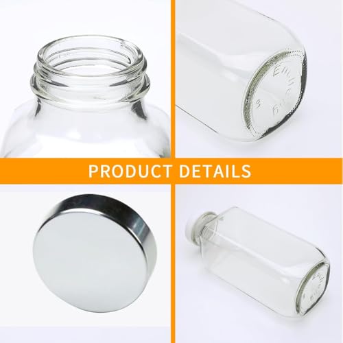 Image of Glassbunny French Square Glass Drinking Bottles 1000 ML Reusable Drink Containers with Leak-Proof Airtight Stainless Steel Lid for Water, Smoothie, Juices Pack of 4