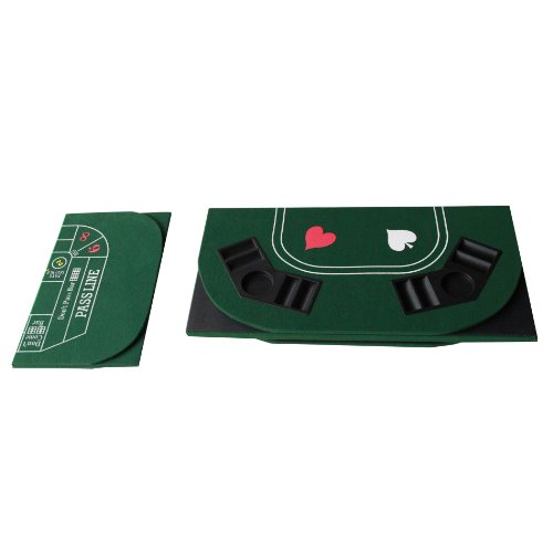 IDS 3 in 1 Folding Casino Texas Hold\'em Table Top Green (Poker/Blackjack/Craps) with Carrying Bag