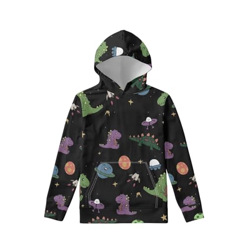 Cartoon Dinosaur Space Girls Boys Sports Casual Long Sleeve Sweatshirts Hoodies with Front Pocket Sweater Tops Age 6-16year2