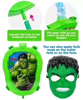 Image of Hulk Holi Pichkari Toy Gun Pressure Mechanism for Long Throw II Hulk Back Holding Tank, Mask with Pichkari Herbal (1000ml)