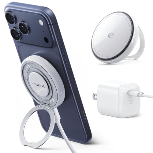 TORRAS Ostand AirCircle ���C�����X�[�d��yQi2.2�F��25W×�X�}�z�M�΍�z�u�������}���[�d�� ����]�t�@�� ���M�d�� Magsafe�[�d�� �X�}�z�[�d�X�^���h �����y�� PSE�F�؍ς� iPhone12-17/ AirPods�V