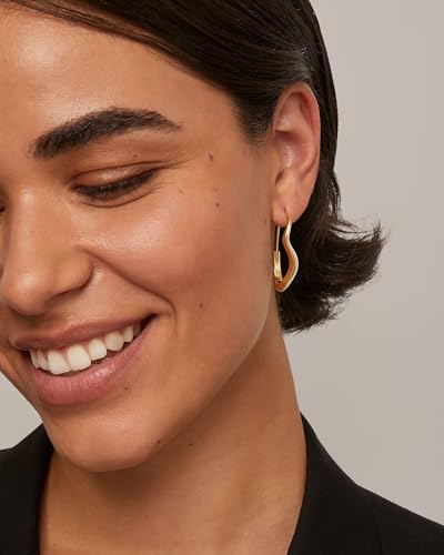 PAVOI 14K Gold Plated Sterling Silver Posts Wavy Infinity Hoops | Lightweight Twisted Earrings | Wave Thin Endless Hoop Earrings for Women2