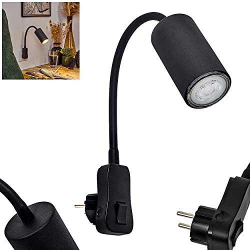 Presa a muro Javel, lampada da parete moderna in metallo in nero, spot a parete a 1 luce in design moderno, con braccio di lettura regolabile e interruttore on/off, 1 x GU10, senza lampadina/e