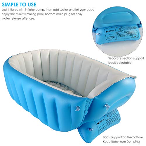 Banheira inflável Rehomy Baby, dobrável portátil, antiderrapante, mini piscina, infantil, grossa, pa