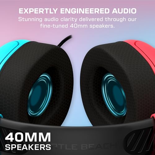 Turtle Beach Airlite Fit Casque de Jeu Filaire Bleu et Rouge sous Licence Officielle pour Toutes Les Nintendo Switch - Microphone à Bascule et Silencieux, Oreillettes de Confort supérieur