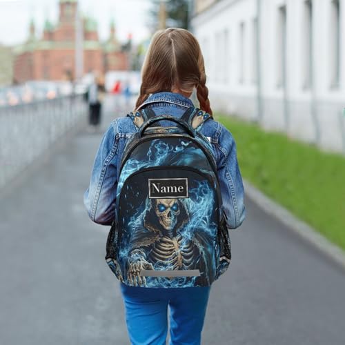 ALAZA Custom Kids Backpack Funny Skeleton Skull School Backpack for Boys Girls,Preschool Elementary Kindergarten School Bag Personalized Name Kids Bookbag Travel Laptop Bag Customized Casual Daypack4