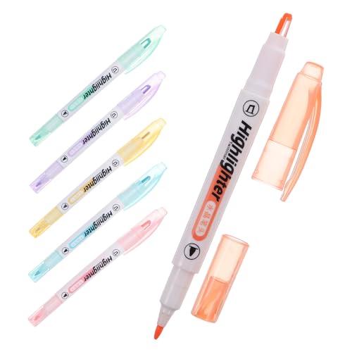 FOMIYES Marcadores Fluorescentes de Doble Punta Punta Ancha y Fina Set de 6 Unidades Colores Pastel Suaves Ideales para Estudiantes y Oficina Subrayado y Resaltado Preciso