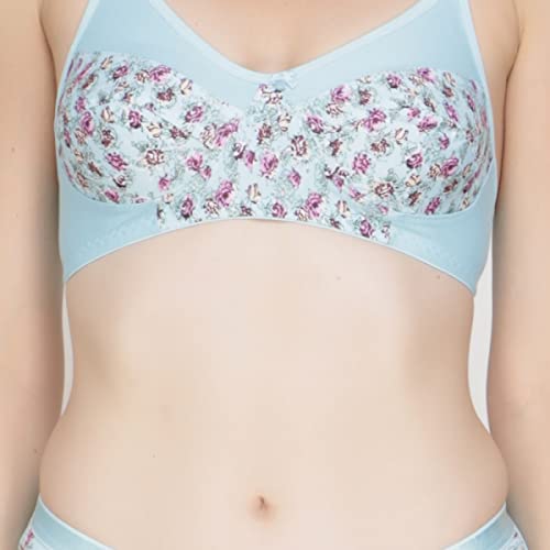 Image of Women Padded Printed Bra - Made of Pure Cotton Full Coverage Non Wired Seamless Pushup Soft Cup for T-Shirt Saree Dress Sports Garment for Daily Use Everyday