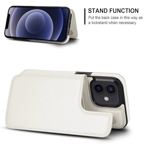 Coque iPhone 12 antichoc compatible MagSafe étui portefeuille cuir PU