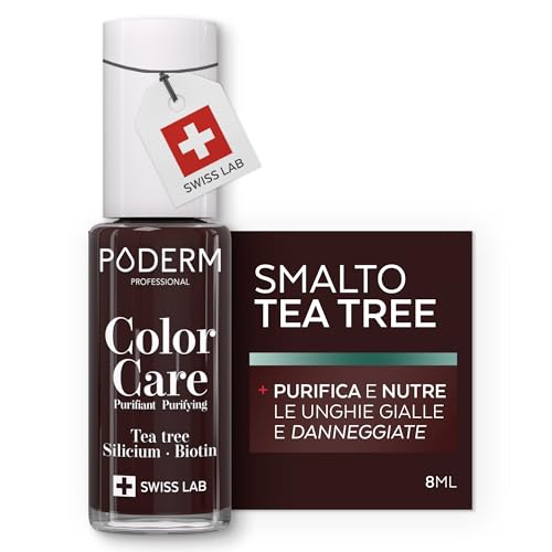 PODERM - MICOSI DELLE UNGHIE | Smalto colorato TEA TREE | Prevenzione e trattamento delle unghie gialle/danneggiate dalla MICOSI | TRATTAMENTO E COLORE | Mani/Piedi | Swiss Made