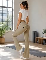 UUE Yogahose Schlaghose Damen High Waist mit Taschen - Flared Leggings Push Up Bootcut Sporthose Scrunch Butt Cargo Bauchkontrolle Figurformend – Ansicht 3