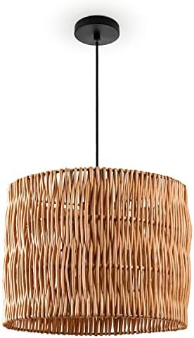 Lampa Wisz±ca Paco Home Ratanowa Stó³ Jadalniany Lampa Do Jadalni E27 Papierowa Boho, Kolor:Bia³y (?32cm), Typ oprawy__Kolor:Lampa wisz±ca - Bia³y