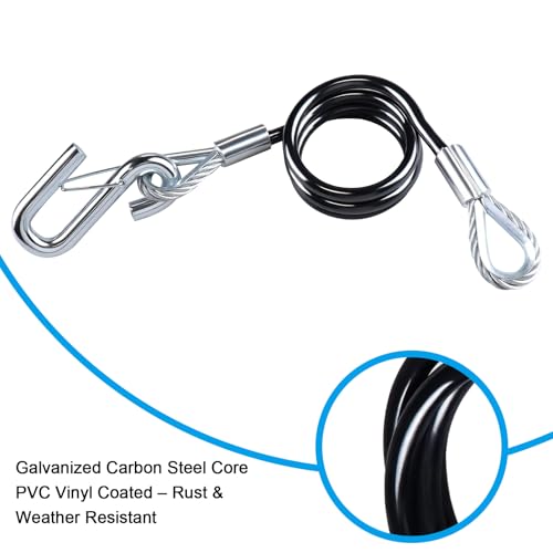 Image of 44 inch Trailer Safety Cables with 17 /32 inch S-Hooks 7500 lbs 2 Pack | 3 /8 inch Vinyl-Coated Galvanized Steel with 17 /32 inch S-Hooks, 7500 lbs Break Strength, 2-Pack Heavy Duty Towing Safety Chains