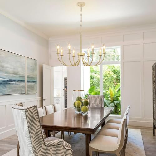 Rviezza 8-Light Gold Chandelier - Rustic Candle Dining Room Fixture - Image 2