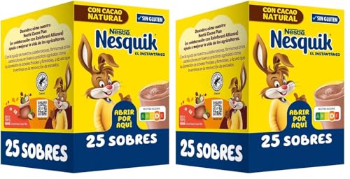 Nesquik cacao soluble instantáneo - 1 estuche x 25 sobres de 13,5 g - Total: 337.5 g (Paquete de 2)